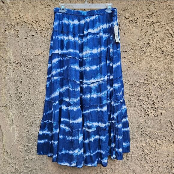 Kim Rogers Blue Tie-dye Tiered Maxi Skirt - Picture 1 of 1